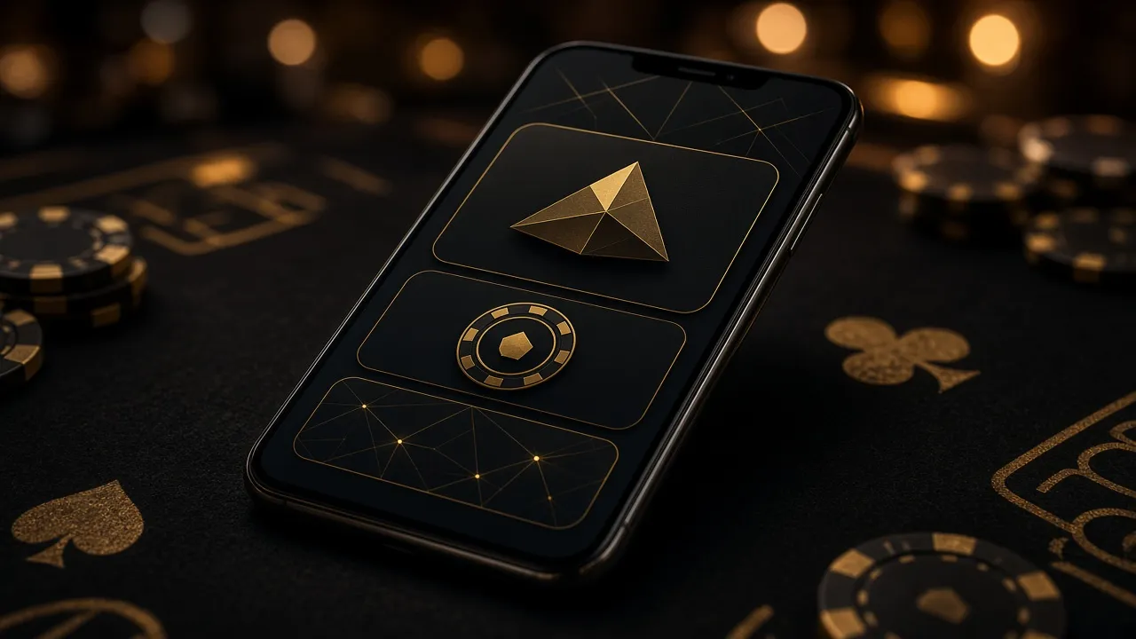 Smartphone on a casino table with a dark entertainment screen