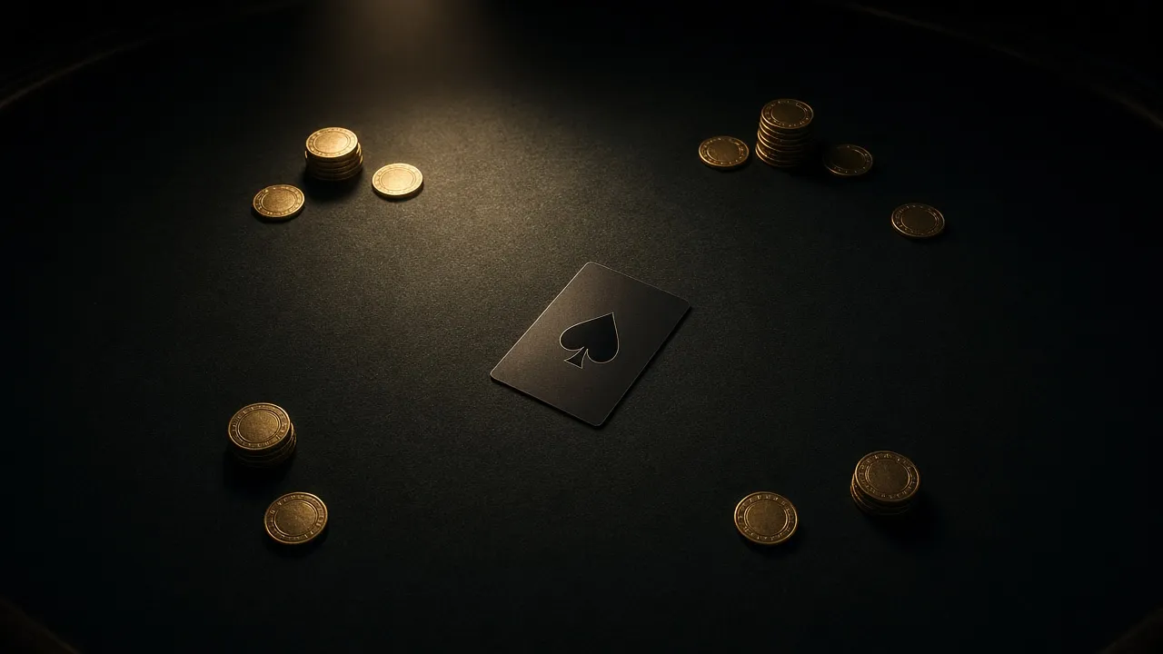 Casino chips and cards on a dark table