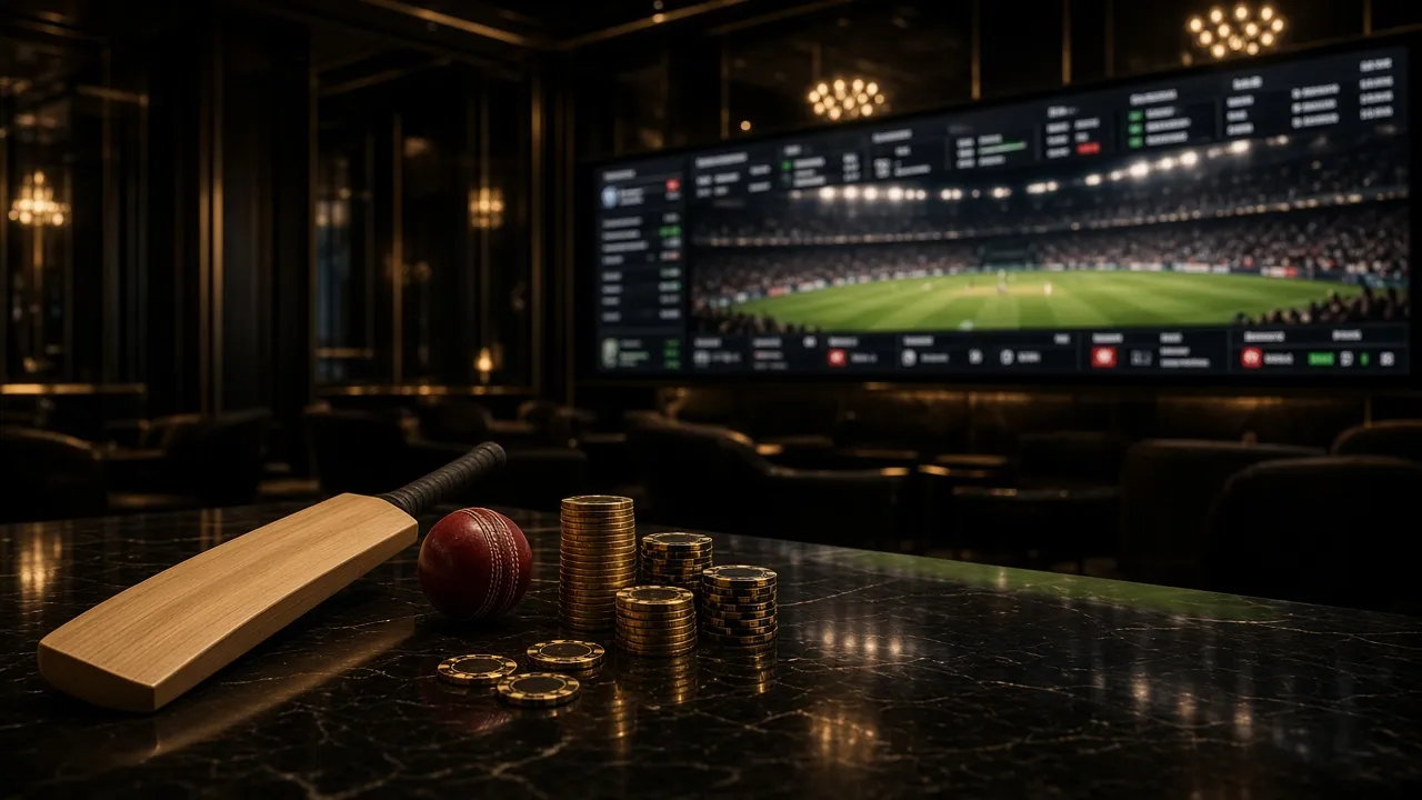 Sports lounge still life with a cricket ball and chips