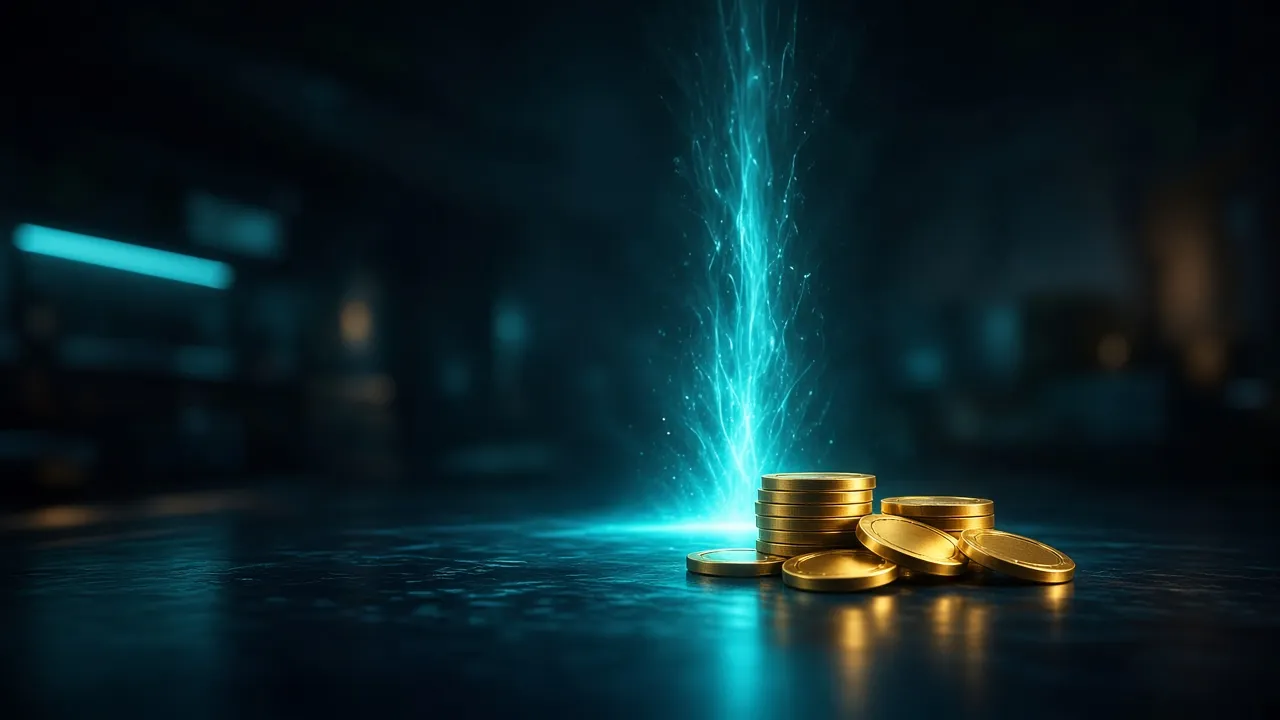 Neon crash-game lighting over gold chips